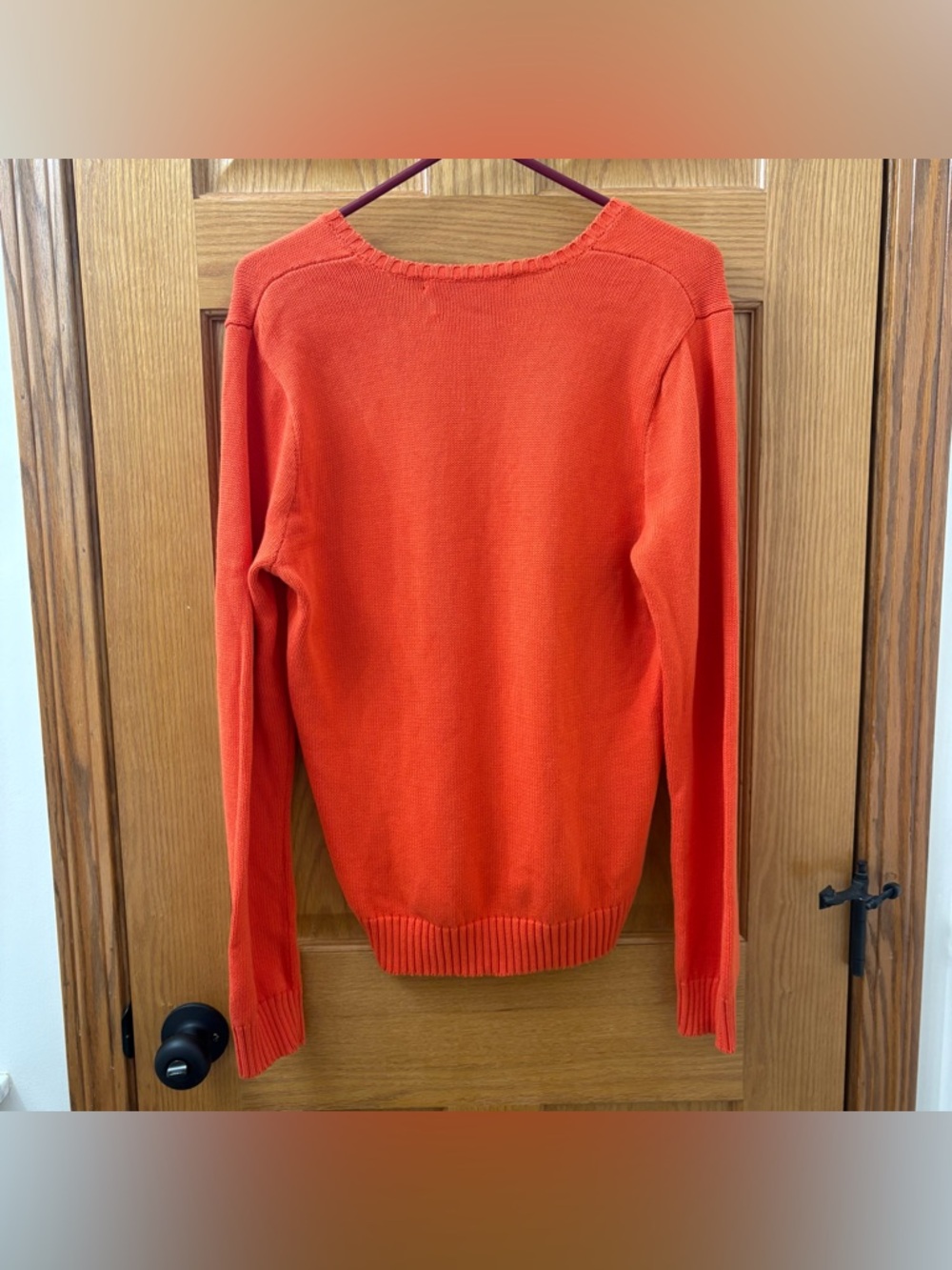 Orange Polo Ralph Lauren Sport V-neck Sweater 100% Cotton Size Women’s XL - Picture 5 of 6